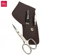 Mal� kvalitn� manik�ra sada 3 d�ly v ko�en�m pouzd�e 9010 tmav� hn�d�, Erbe Solingen