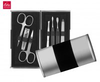 Manik�ra v kovov�m pouzd�e 7 d�l� 9310 �ern�/st��brn�, Erbe Solingen