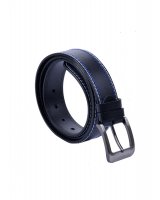 P�nsk� ko�en� opasek 02-2-B-M-60 �ern� nit b�l� + modr� velikost 110 cm, Penny Belts