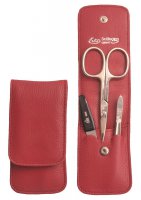 Cestovn� manik�ra v ko�en�m pouzd�e 9014 �erven� - n��ky Solingen, Erbe Solingen