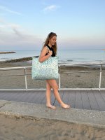 Velk� cestovn� a pl�ov� ta�ka Mini maxi beachbag cats and dogs mint AA4062 posledn� kus, Reisenthel