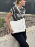 B�l� kabelka z ko�enky SAM 78008-003, ENRICO BENETTI