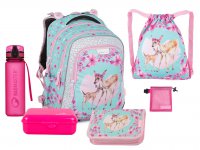 Velk� �koln� set LUMI 23 A - Srnka a kolou�ek (batoh + pen�l + s��ek na TV + box na sva�inu + lahev na pit� + s��ek na drobnosti), Bagmaster