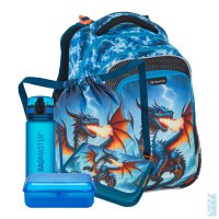 Velk� �koln� set LUMI 26 D batoh, s��ek, pen�l, lahev a box - drak, lehk� ergonomick� set pro prv���ky, Bagmaster